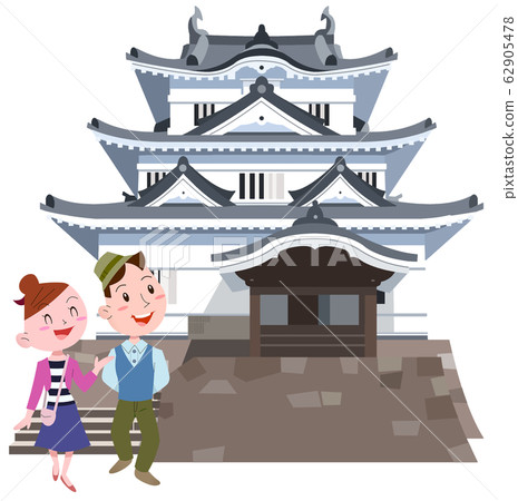 Uwajima Castle and couple 62905478
