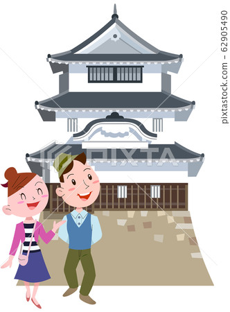 Marugame Castle and couple Marugame Castle and couple 62905490