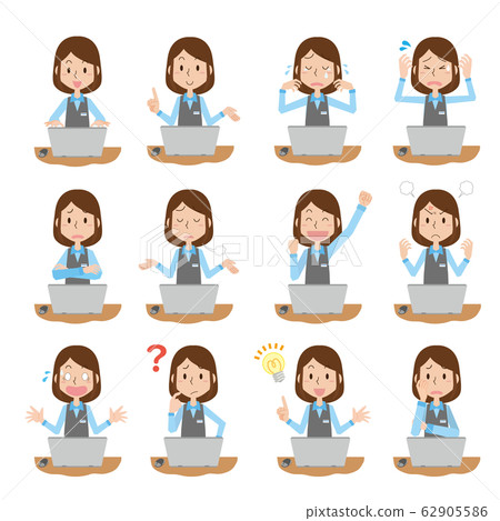 Woman office office work desk work expression pose set Woman office office work desk work expression pose set 62905586