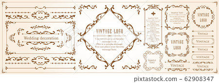 High-class vintage frame design set Ruled line frame Wedding vintage antique 62908347