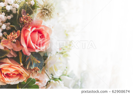Artificial flowers decoration background in vintage classic tone color 62908674