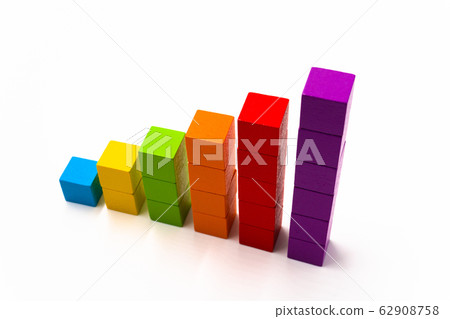 Sales colorful building graph white background 62908758