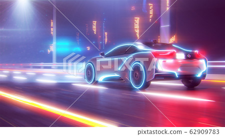 Future car going on the road 3d illustration Future car going on the road 3d illustration 62909783