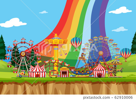Circus scene with many rides at day time 62910006