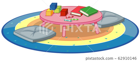 Many toys on the round table on white background 62910146