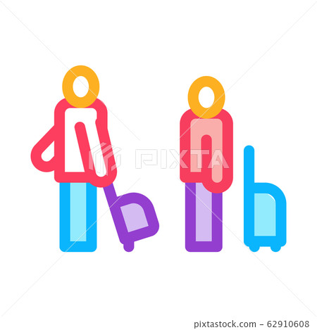 Passengers With Baggage Icon Thin Line Vector 62910608