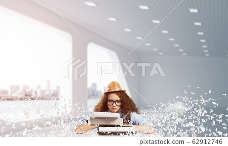 Creative inspiration of young female writer. Creative inspiration of young female writer. 62912746