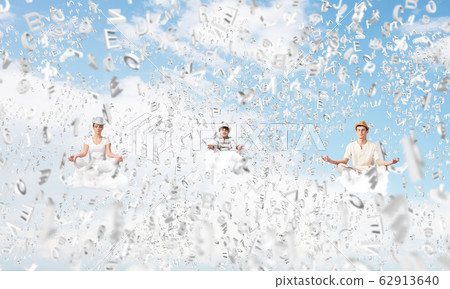 Young family keeping mind conscious. Young family keeping mind conscious. 62913640