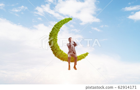 Young man on moon do not want to see anything 62914171