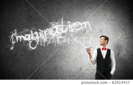 Conceptual image of young businessman. 62914437
