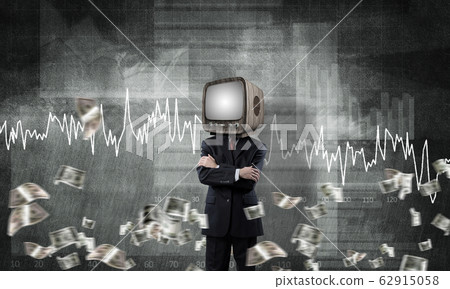 Businessman with old TV instead of head. Businessman with old TV instead of head. 62915058