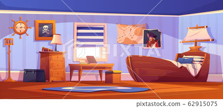Kids bedroom interior in pirate thematic Kids bedroom interior in pirate thematic 62915075