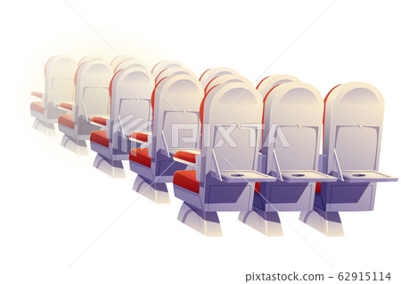 Airplane seats rear view, economy class chairs 62915114