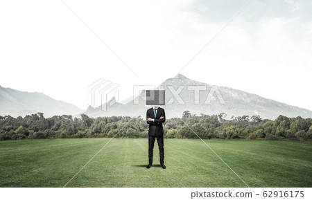 Businessman with monitor instead of head. Businessman with monitor instead of head. 62916175