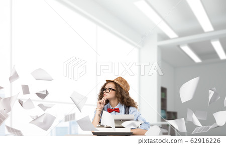 Creative inspiration of young female writer. 62916226