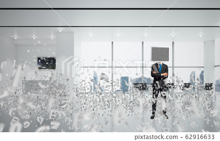 Businessman with monitor instead of head. Businessman with monitor instead of head. 62916633