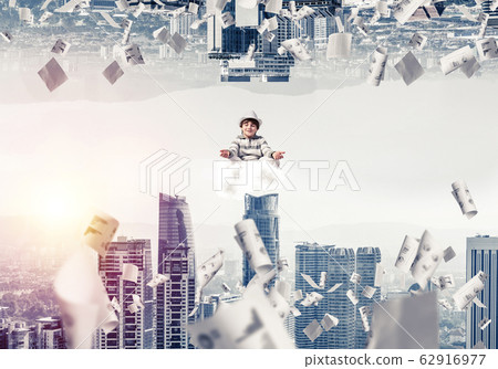 Young boy keeping mind conscious. 62916977