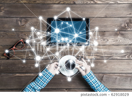 Concept of social communication and networking with social connection lines Concept of social communication and networking with social connection lines 62918029