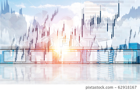 Concept of global communication and networking with world map over cityscape 62918167