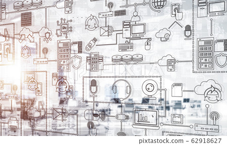 Technology background image with media interface as connection a Technology background image with media interface as connection a 62918627