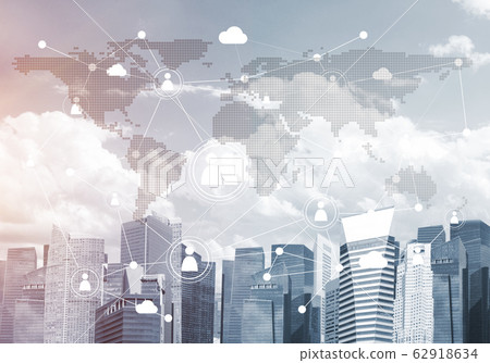 Modern city and social net as concept for global networking 62918634