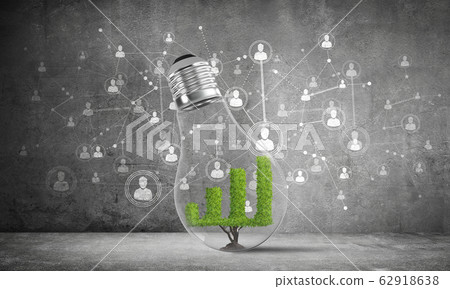 Progressing graph inside lightbulb. Progressing graph inside lightbulb. 62918638