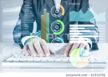 Analytics and innovation concept with close up of businesswoman Analytics and innovation concept with close up of businesswoman 62918766
