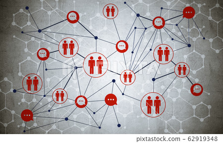 Lines and dots as networking idea drawn on cement background 62919348