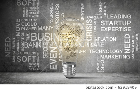 Concept of lightbulb as symbol of new idea. Concept of lightbulb as symbol of new idea. 62919409