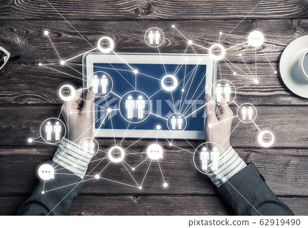 Concept of social communication and networking with social conne 62919490