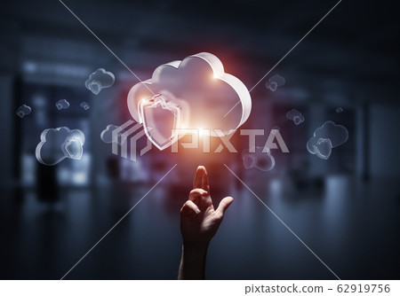 Computer and internet security concept presented by icon cloud. 62919756