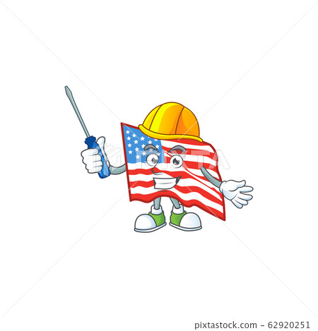Smart automotive USA flag in cartoon character style 62920251