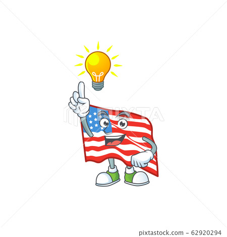 Smart USA flag cartoon character has an idea Smart USA flag cartoon character has an idea 62920294