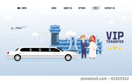 Business partner people meeting in international airport, luxury limousin transfer service, vector illustration 62920302