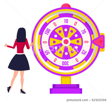 Playing Fortune Wheel, Spinning Roulette Vector 62920308