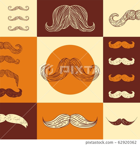 Mustache pattern vector illustration, retro background design patterned in man moustache in hipster vintage style. Mustache pattern vector illustration, retro background design patterned in man moustache in hipster vintage style. 62920362