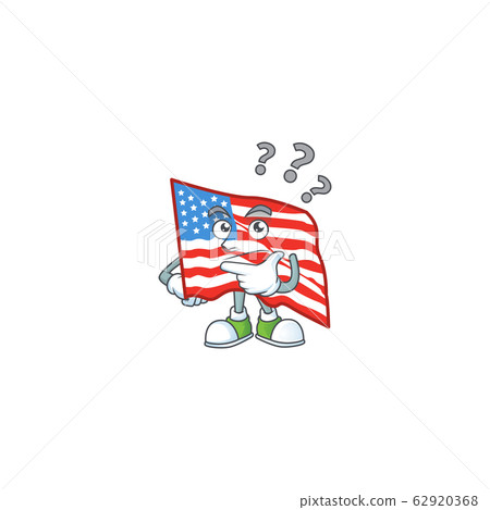 USA flag cartoon mascot style in a confuse gesture USA flag cartoon mascot style in a confuse gesture 62920368