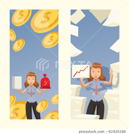 Successful woman in business career, female manager of profitable company, vector illustration 62920386