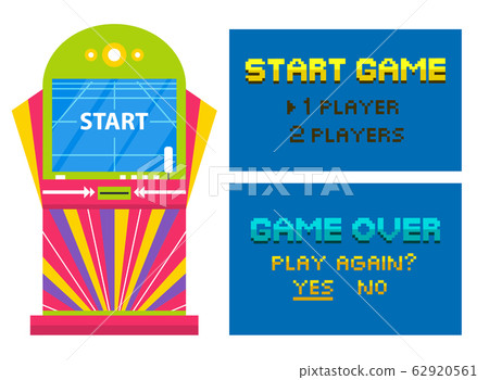 Start Game and End of Playing Pixel Video Vector 62920561