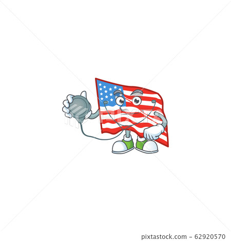 USA flag mascot icon design as a Doctor working costume with tools USA flag mascot icon design as a Doctor working costume with tools 62920570