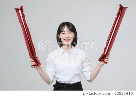 Portrait of young woman and man, part timer and owner 279 62923410
