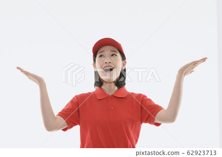 Portrait of young woman and man, part timer and owner 115 62923713