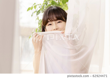 美麗，女人，窗簾 62924471