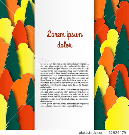 Autumn multi-colored trees. Paper cut landscape. Autumn multi-colored trees. Paper cut landscape. 62924479