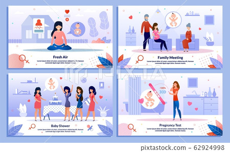 Happy Pregnancy Activities Flat Vector Banners Set 62924998