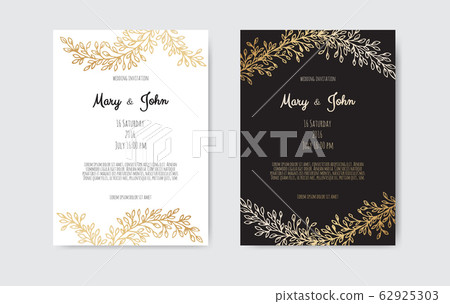 Vector invitation with gold floral elements. Luxury ornament template. greeting card, invitation design background. Vector invitation with gold floral elements. Luxury ornament template. greeting card, invitation design background. 62925303