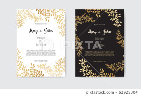 Vector invitation with gold floral elements. Luxury ornament template. greeting card, invitation design background. 62925304