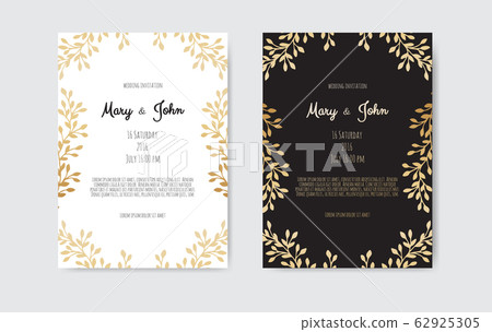 Vector invitation with gold floral elements. Luxury ornament template. greeting card, invitation design background. 62925305