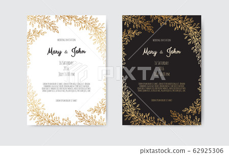 Vector invitation with gold floral elements. Luxury ornament template. greeting card, invitation design background. 62925306