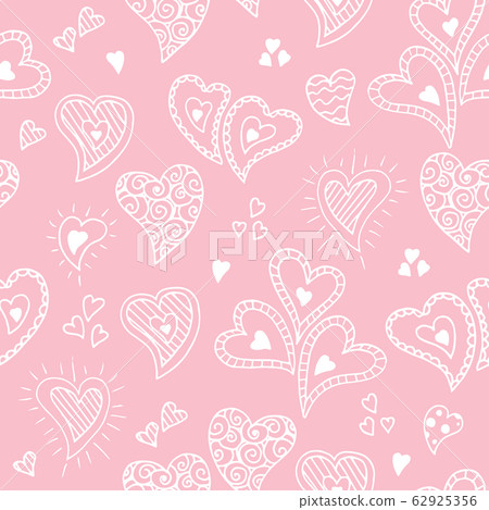 Cute doodle seamless pattern for st. Valentine s day with hearts 62925356